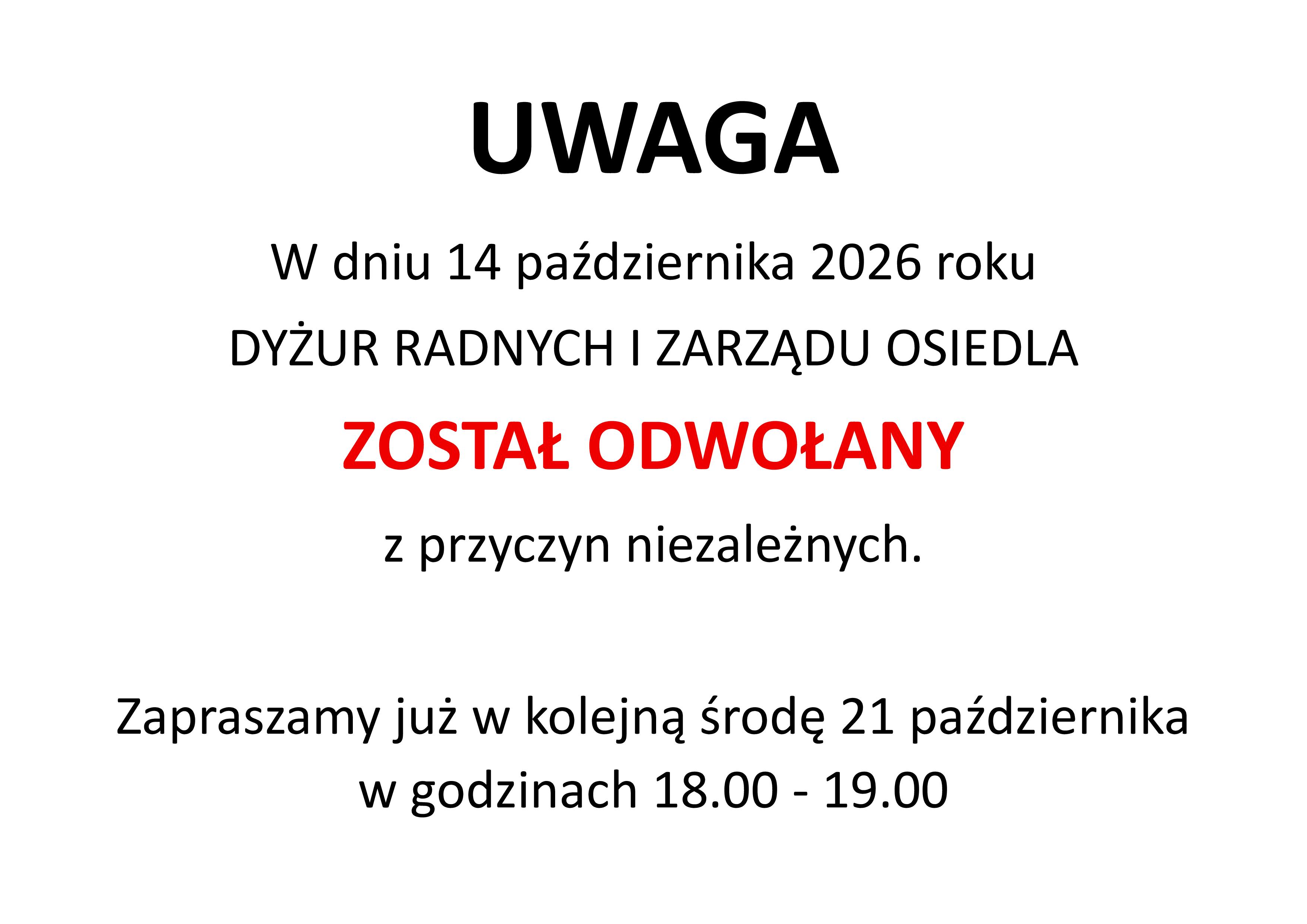 dyzur odwołany